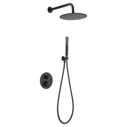 Thermostatic Shower Set Concealed Naples Matte Black | IMEX - Shower Set