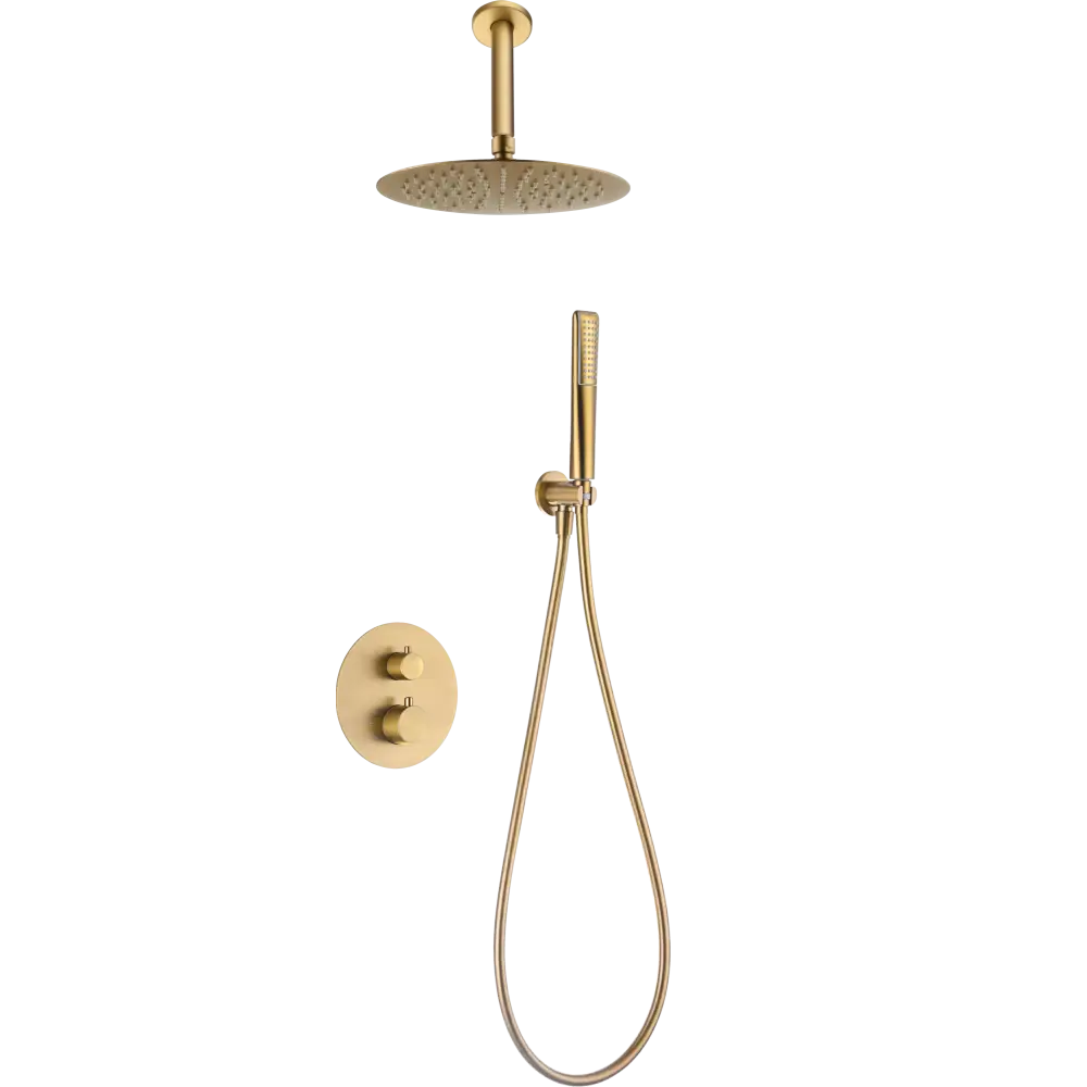 Conjunto Ducha Termostático Empotrado Salerno Oro Cepillado - Shower Set
