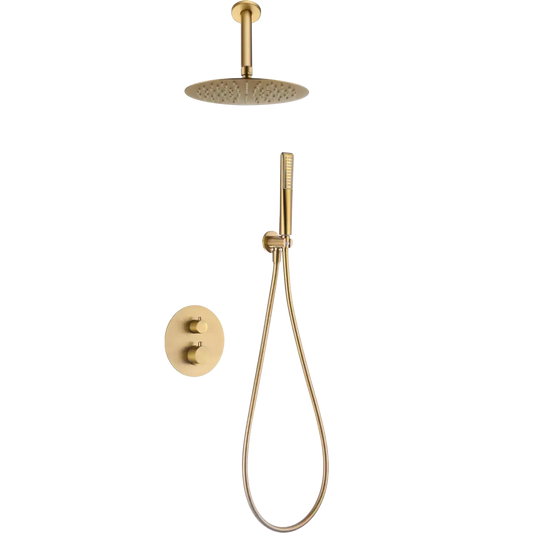 Conjunto Ducha Termostático Empotrado Salerno Oro Cepillado - Shower Set