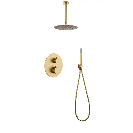 Thermostatic Shower Set Concealed Tívoli Brushed Gold | IMEX - Shower Set