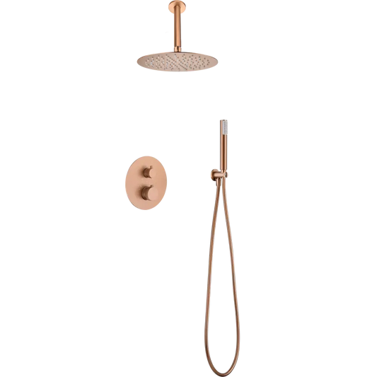 Thermostatic Shower Set Concealed Top Brushed Rose | IMEX - Shower Set