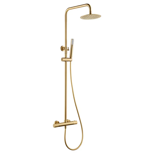 Thermostatic Shower Set Line Brushed Gold | IMEX - Shower Set