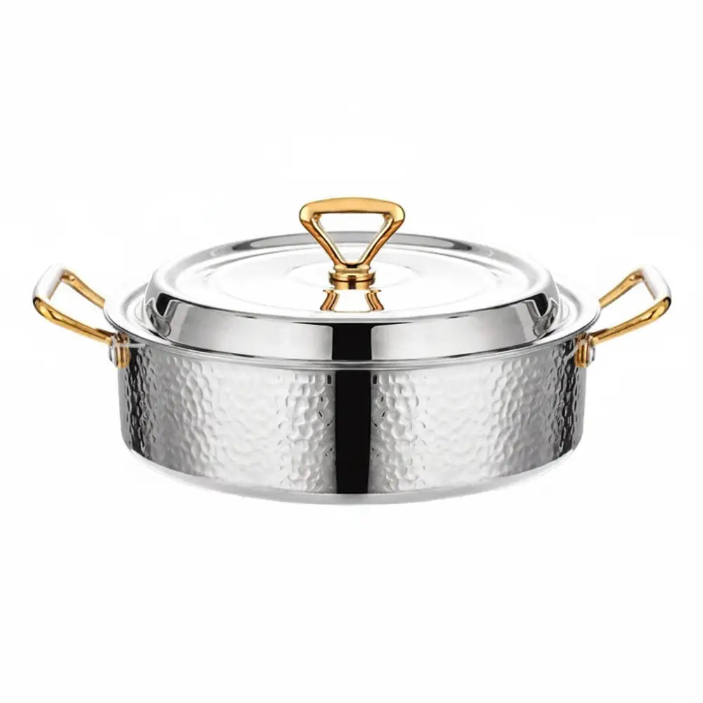 Thickened Stainless Steel Hammered Double Handle Pot - 18cm silver hammered clear soup pot [pot + stainless steel lid]