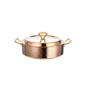 Thickened Stainless Steel Hammered Double Handle Pot - 20cm golden hammered clear soup pot [pot + stainless steel lid]