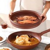 Titanium Alloy Non Stick Steamer Glass Lid Wok - Brown / 32cm - Cookware set