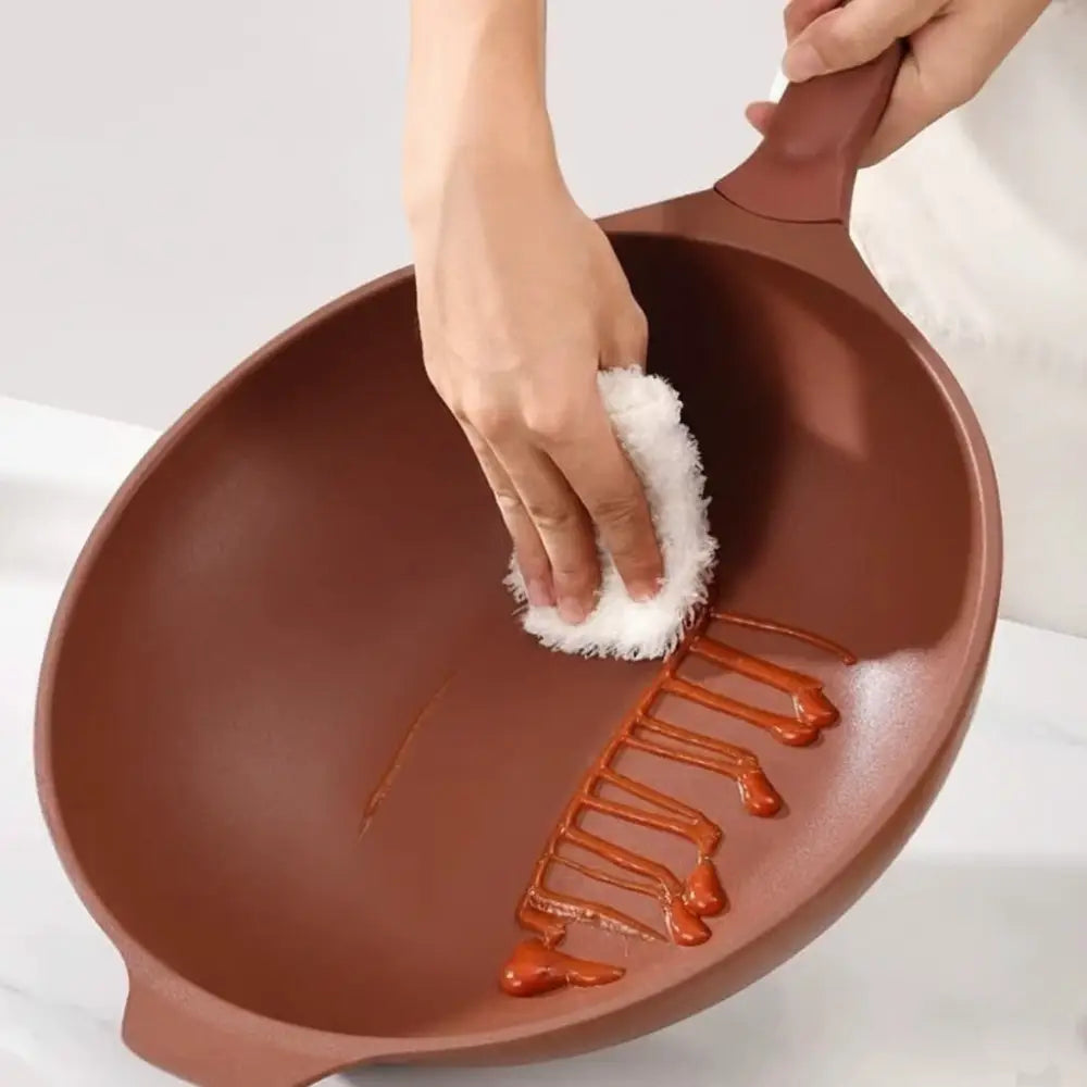 Titanium Alloy Non Stick Steamer Glass Lid Wok - Brown / 32cm - Cookware set