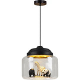 Transparent Jar Animal Hanging Lamp - 1pc Black / No animal - Lamps