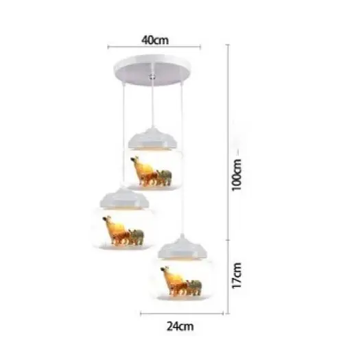 Transparent Jar Animal Hanging Lamp - 3pcs White A / No animal - Lamps