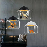 Transparent Jar Animal Hanging Lamp - Lamps
