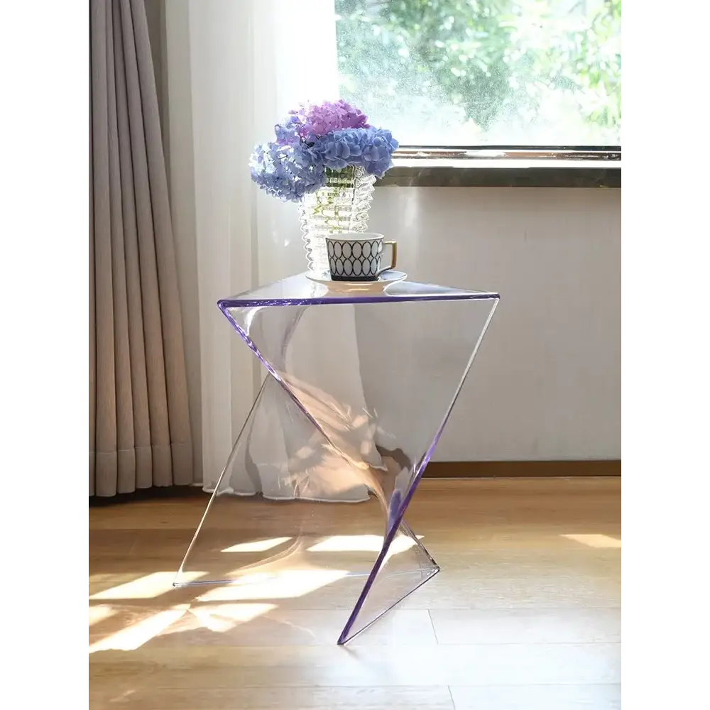 Triangular Modern Art Minimalist Side Tea Table - Transparent - Multifunctional coffee table