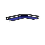 Triple Motor L-Shaped Standing Desk with Ambient Light & - Desk > Gaming Desk