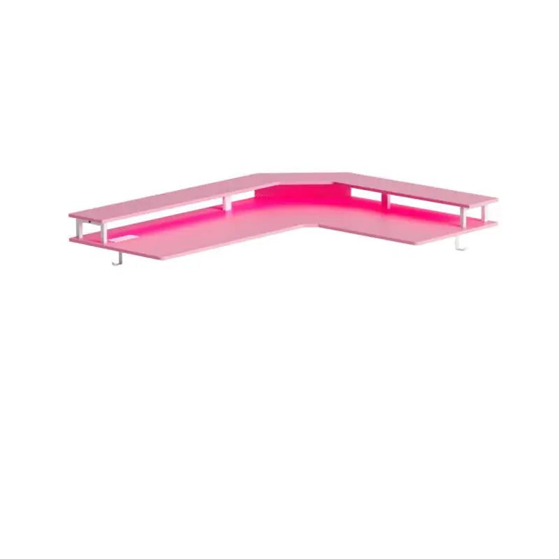 Triple Motor L-Shaped Standing Desk with Ambient Light & - Desk > Gaming Desk