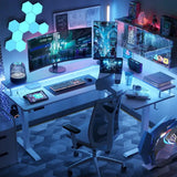 Triple Motor L-Shaped Standing Desk with Ambient Light & - White / 63’’ x 49’’ - Desk > Gaming Desk