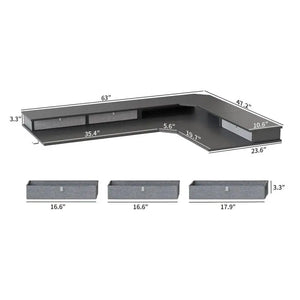 Reversible L-shaped with Upper Drawer - Desk > Standing Desk > L Shaped Standing Desk