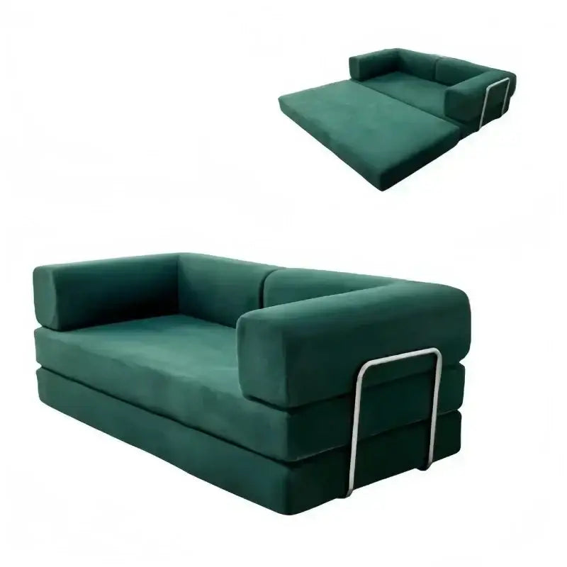 Vacuum Compression Corduroy Bed Foldable Sofa - Green - Length 150 cm - Compressed Sofa