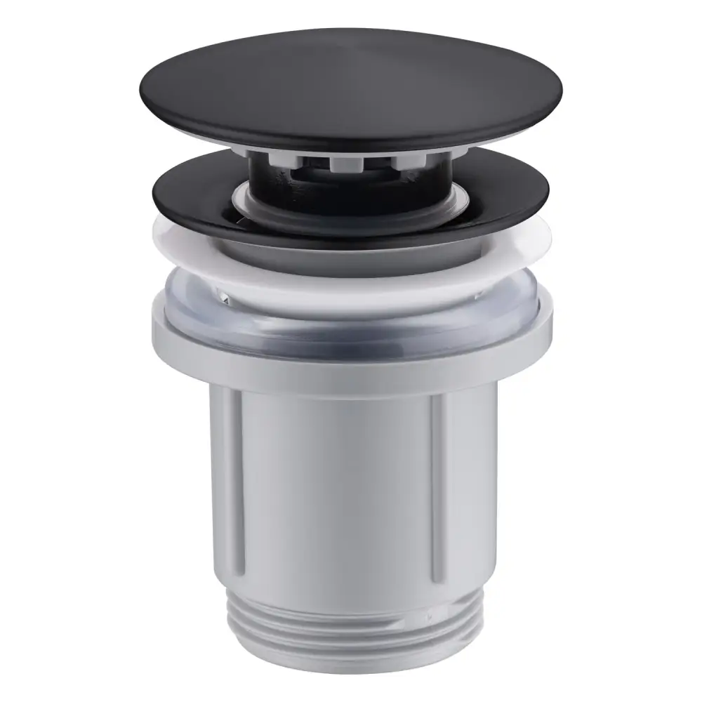 Matte black click clack valve for modern bathroom fixtures