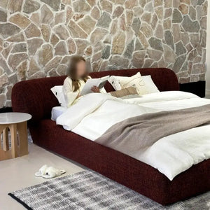 Velvet Double Cloud Floor Upholstered Bed Frame - Bedroom