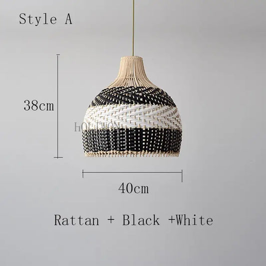 Vintage Rattan Luxry Pendant Ligth - Style A 40x38cm / Black cord ceiling - Rattan Lamp