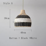 Vintage Rattan Luxry Pendant Ligth - Style A 40x38cm / Black cord ceiling - Rattan Lamp