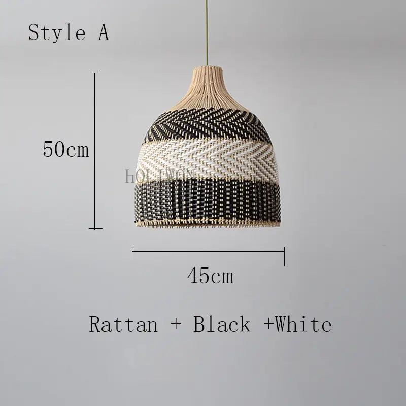 Vintage Rattan Luxry Pendant Ligth - Style A 45x50cm / Black cord ceiling - Rattan Lamp