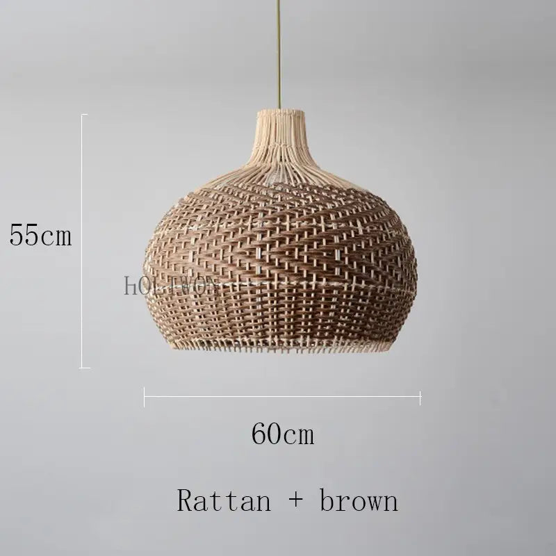 Vintage Rattan Luxry Pendant Ligth - Style B brown 60cm / Black cord ceiling - Rattan Lamp