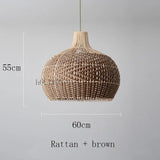 Vintage Rattan Luxry Pendant Ligth - Style B brown 60cm / Black cord ceiling - Rattan Lamp