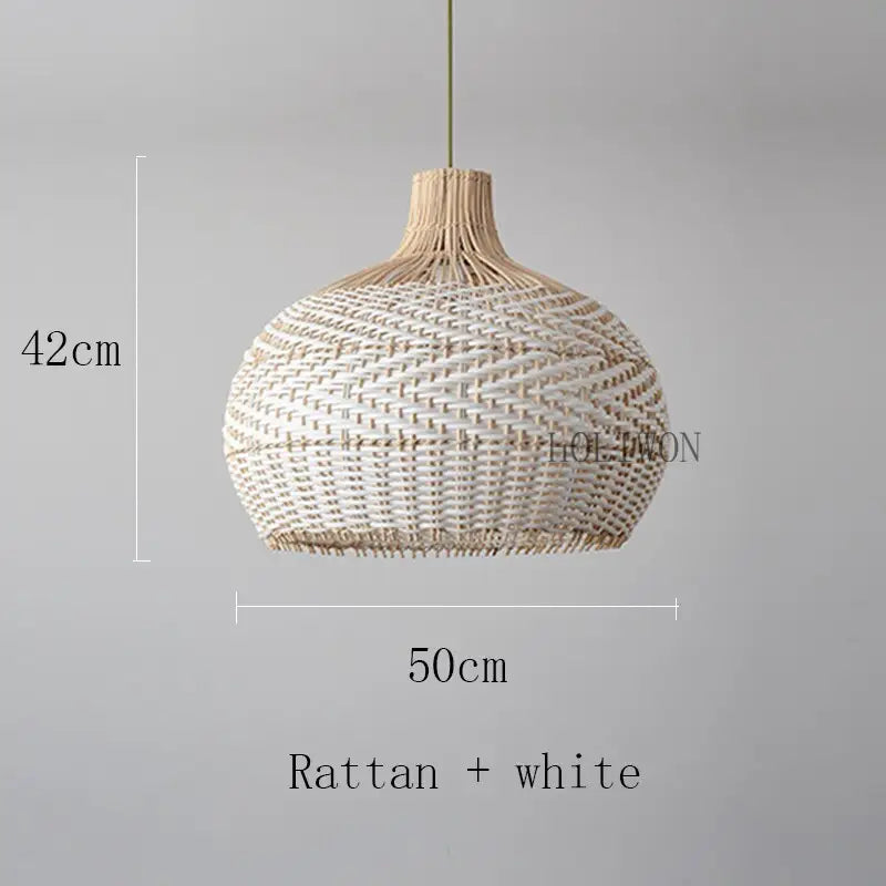 Vintage Rattan Luxry Pendant Ligth - Style B white 50cm / Black cord ceiling - Rattan Lamp
