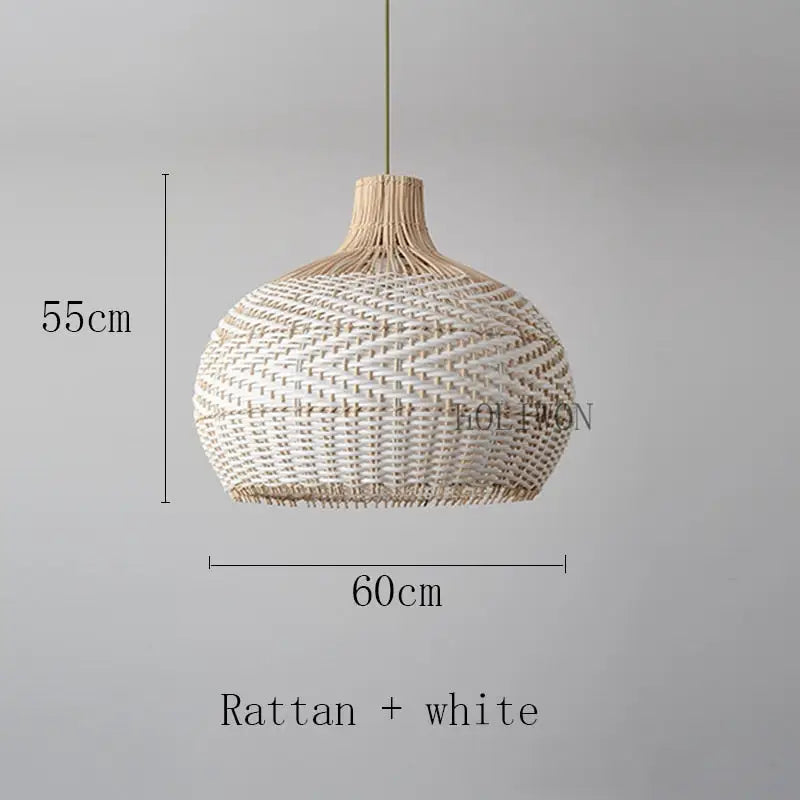 Vintage Rattan Luxry Pendant Ligth - Style B white 60cm / Black cord ceiling - Rattan Lamp