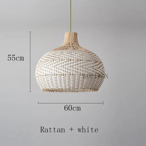 Vintage Rattan Luxry Pendant Ligth - Style B white 60cm / Black cord ceiling - Rattan Lamp