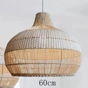 Vintage Rattan Luxry Pendant Ligth - Style C white 60cm / Black cord ceiling - Rattan Lamp