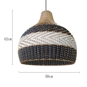 Vintage Rattan Luxry Pendant Ligth - Style D white 50cm / Black cord ceiling - Rattan Lamp