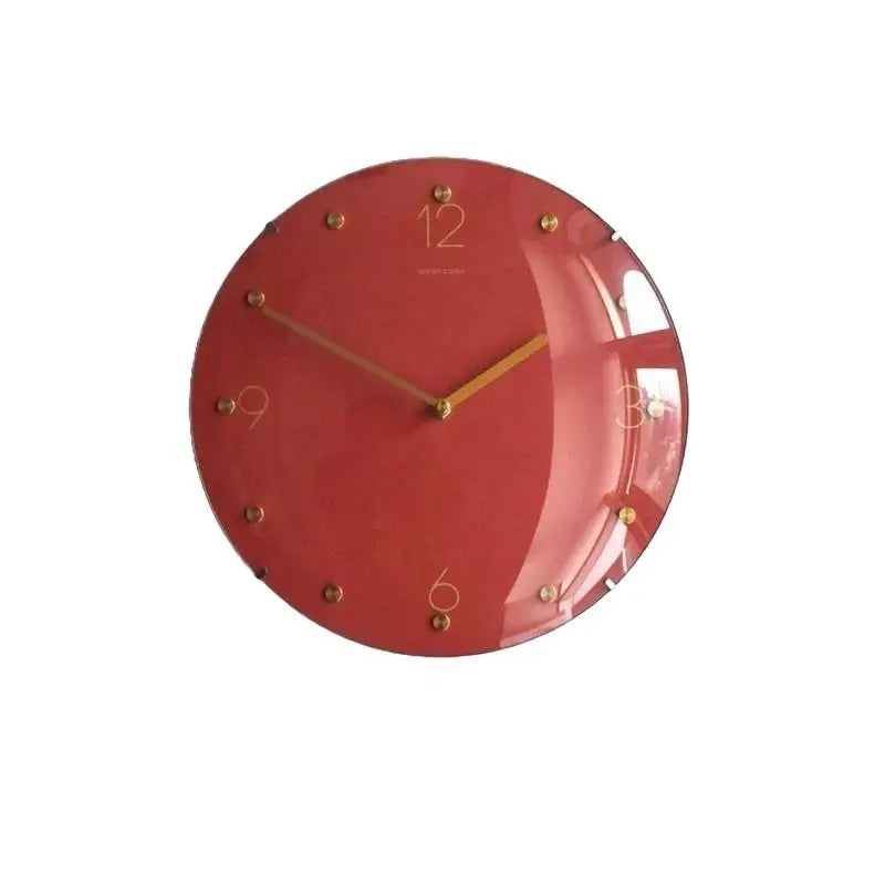 Wall Clock Classic Metallic Nordic Vintage Metal Pendulum - Bright Red Clock - Wall Clocks