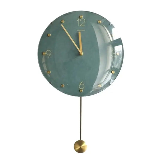 Wall Clock Classic Metallic Nordic Vintage Metal Pendulum - Long Bright Green Pendulum - Wall Clocks