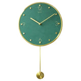 Wall Clock Classic Metallic Nordic Vintage Metal Pendulum - Opaque Green Long Pendulum - Wall Clocks