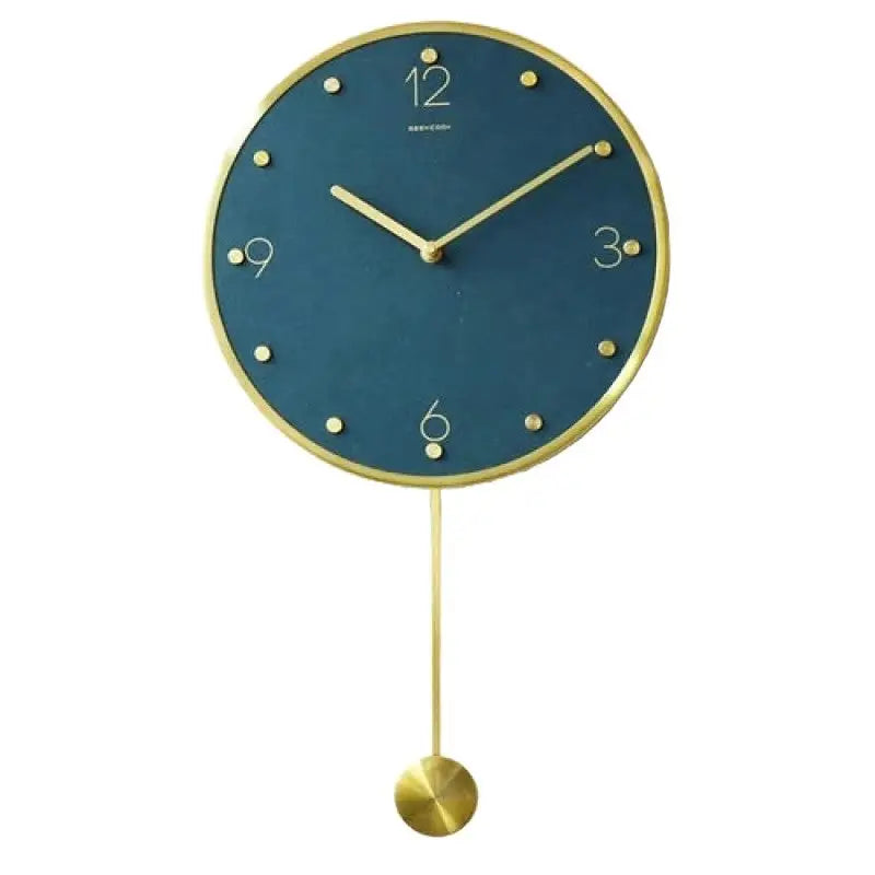 Wall Clock Classic Metallic Nordic Vintage Metal Pendulum - Opaque Blue Long Pendulum - Wall Clocks