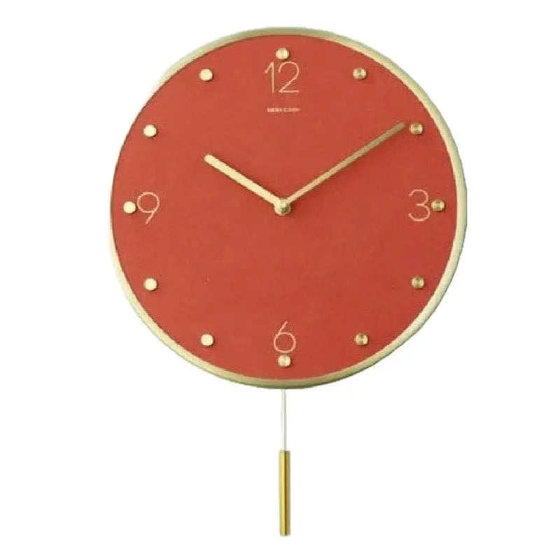 Wall Clock Classic Metallic Nordic Vintage Metal Pendulum - Short Opaque Red Pendulum - Wall Clocks