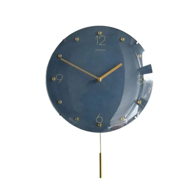 Wall Clock Classic Metallic Nordic Vintage Metal Pendulum - Short Bright Blue Pendulum - Wall Clocks