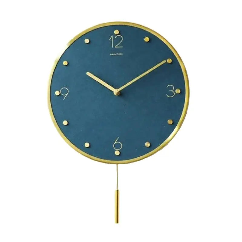 Wall Clock Classic Metallic Nordic Vintage Metal Pendulum - Short Opaque Blue Pendulum - Wall Clocks