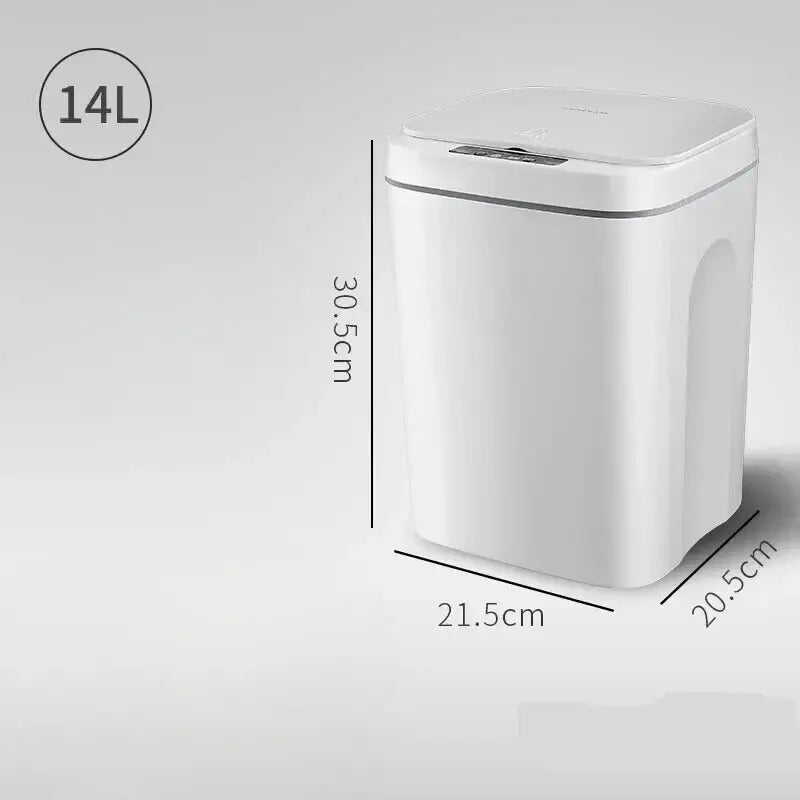 Waterproof Automatic Sensor Smart Trash - 14L-White / Battery Style - HOME TECH GADGETS