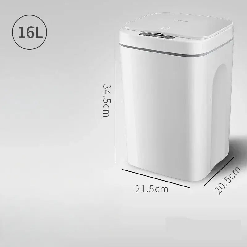 Waterproof Automatic Sensor Smart Trash - 16L-White / Battery Style - HOME TECH GADGETS