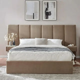 Wide Hotel Headboard Upholstered Lift Storage Bed Frame - Queen - Home