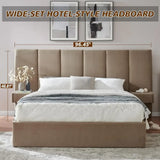 Wide Hotel Headboard Upholstered Lift Storage Bed Frame - Queen - Home