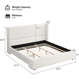 Wingback King Upholstered Platform Bed Frame - view 7