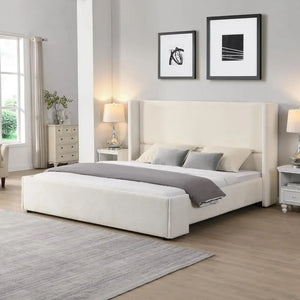 Wingback King Upholstered Platform Bed Frame - view 2