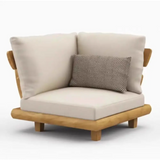 Wood Waterproof Outdoor L Shaped Modular Sofa - Beige - Sofa