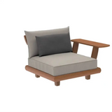 Wood Waterproof Outdoor L Shaped Modular Sofa - Gray with Armrest - Sofa