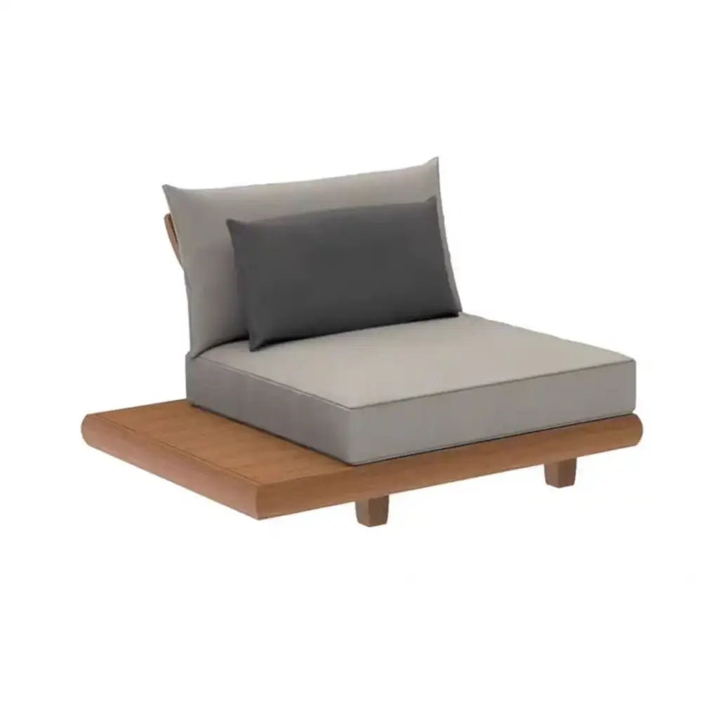 Wood Waterproof Outdoor L Shaped Modular Sofa - Gray with Tray - Sofa