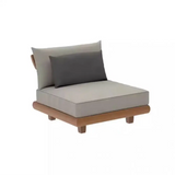 Wood Waterproof Outdoor L Shaped Modular Sofa - Grey - Sofa