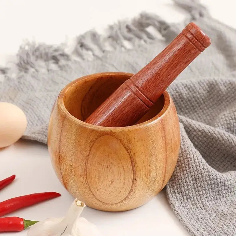 Wooden Bowl Manual Garlic Grinder Garlic Masher - Kitchen Utensils