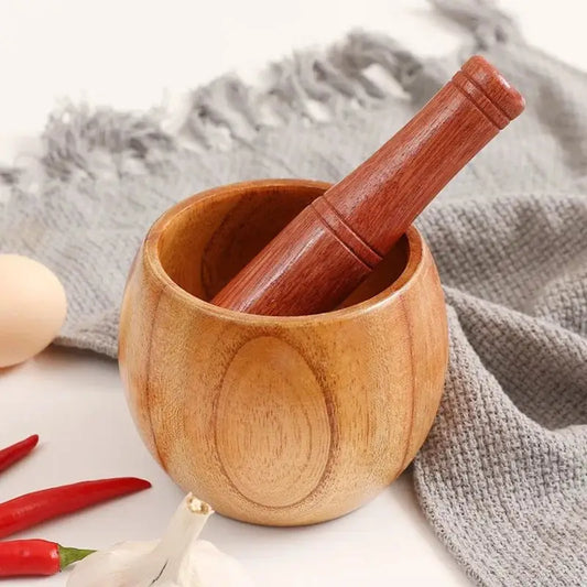 Wooden Bowl Manual Garlic Grinder Garlic Masher - Kitchen Utensils